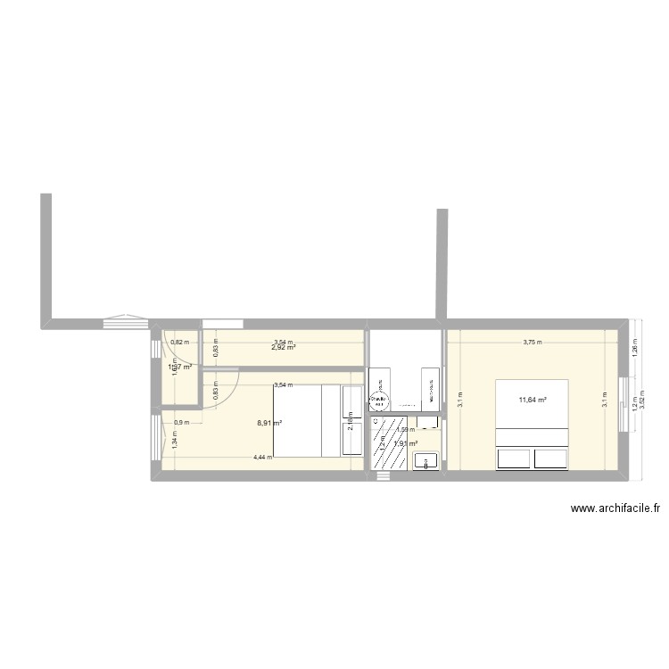 PLAN CAPDEVILLE CHAUME. Plan de 5 pièces et 27 m2