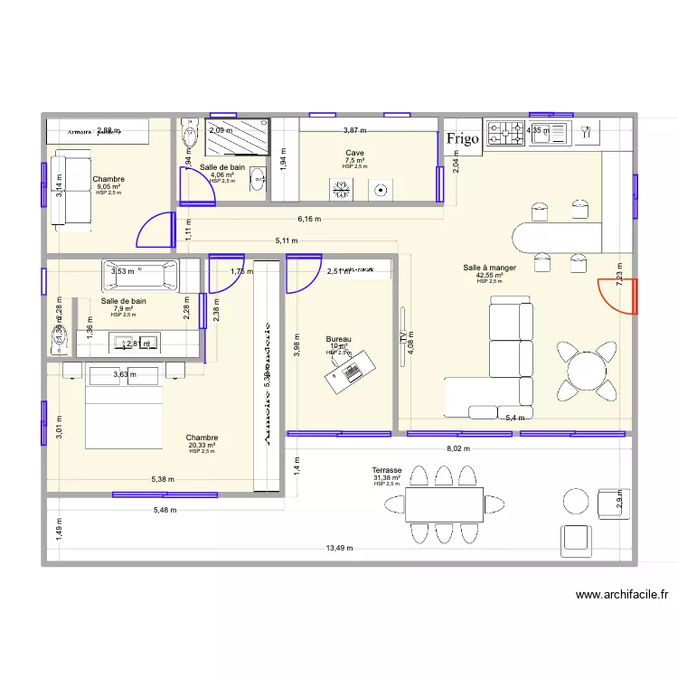 F4 avec couloir decembre 2025. Plan de 