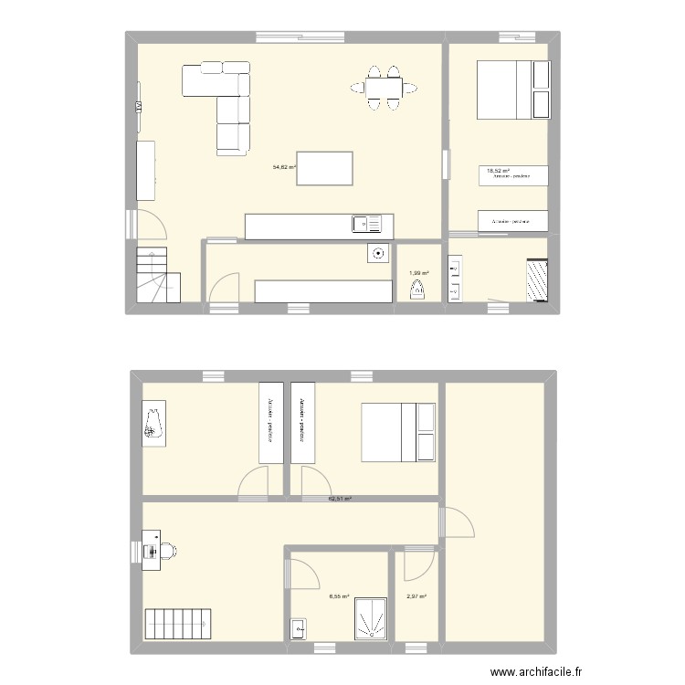 Maison St Martin. Plan de 6 pièces et 147 m2