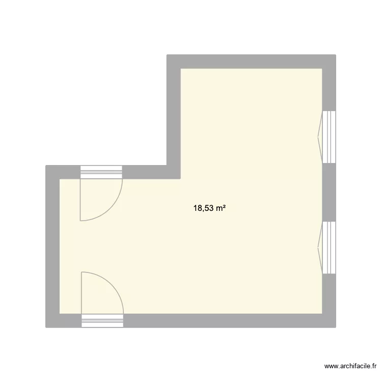 salooon. Plan de 1  et 19 m²