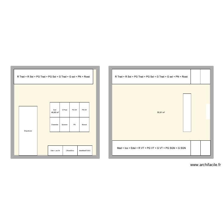 Caveau fini. Plan de 0 pièce et 0 m2