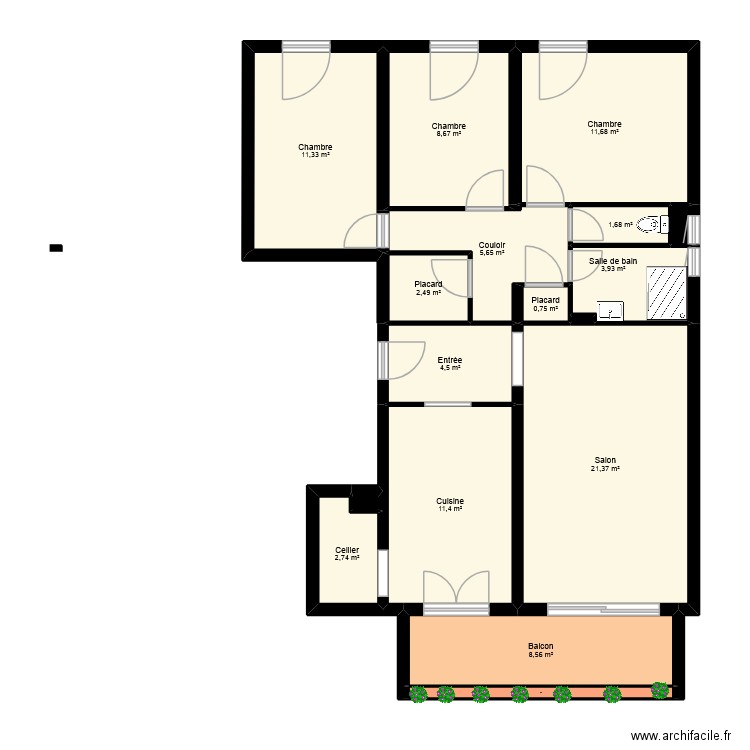 RAMASSAMY. Plan de 17 pièces et 97 m2