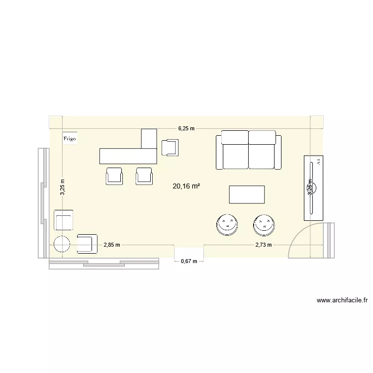 Achat bar. Plan de 1  et 20 m²