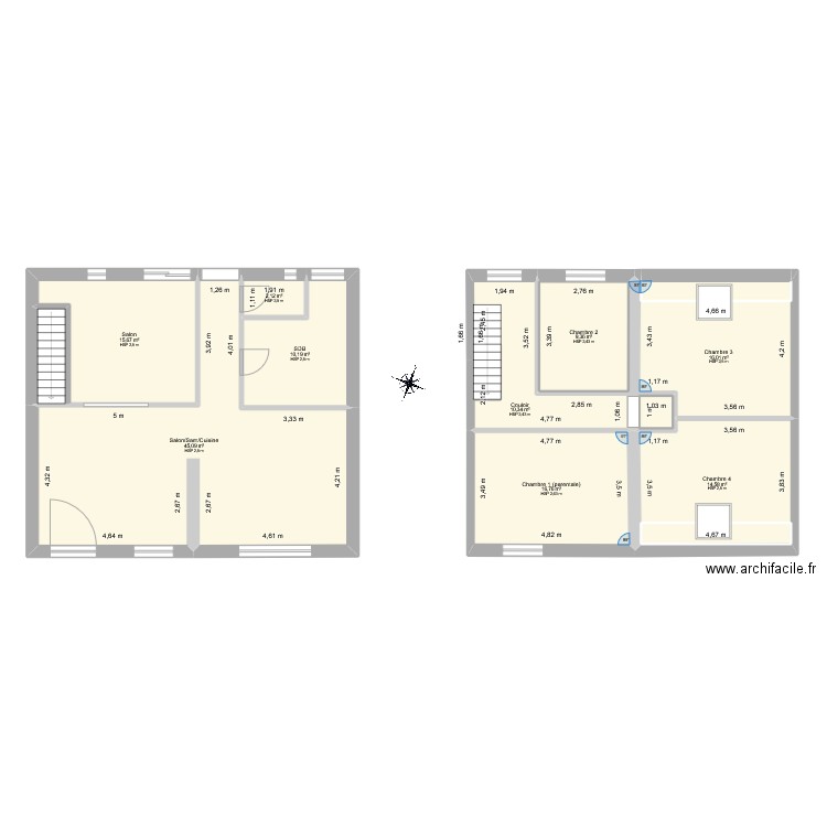 Plan Lambert. Plan de 14 pièces et 155 m2