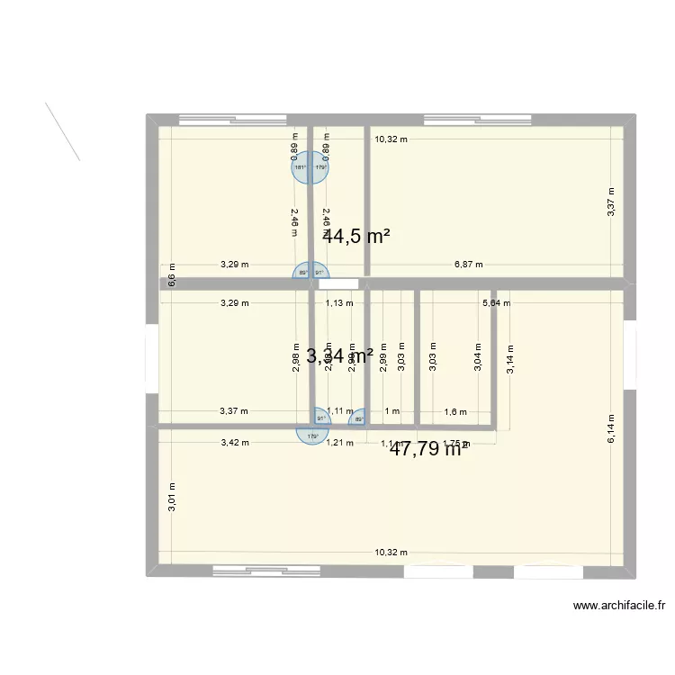 TOTO3. Plan de 3  et 96 m²