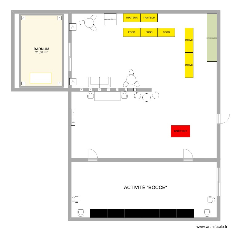 CEGELEC_SOIRÉE_12/06. Plan de 1 pièce et 21 m2