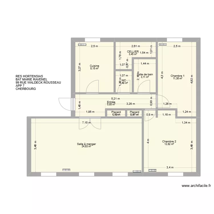 BAT MARIE RAVENEL. Plan de 