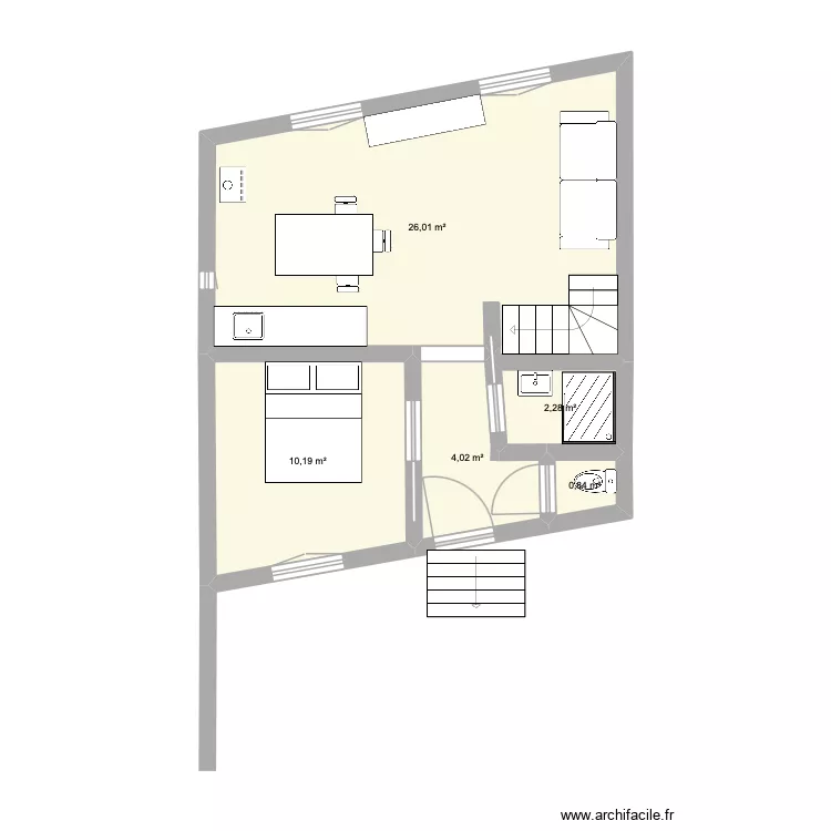 Aubervillier. Plan de 5  et 43 m²