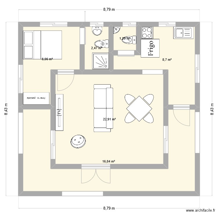 Ambohimirary. Plan de 6 pièces et 60 m2