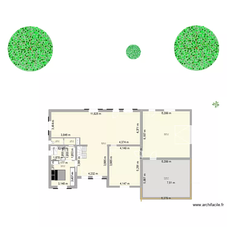 Rez de chauss&eacute;e. Plan de 12  et 280 m²