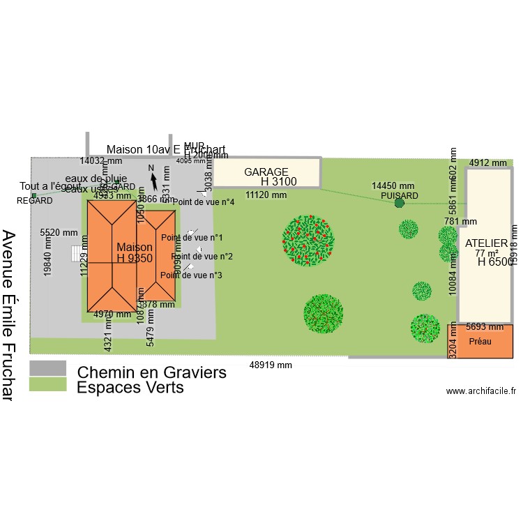 PLAN DE MASSE TERRASSE AVANT. Plan de 2 pièces et 108 m2