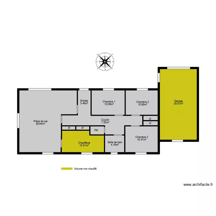 Pierrot notre dame Mesurage. Plan de 13  et 34 m²