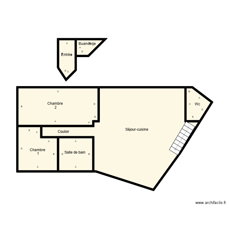 COULAIS FONTENAY 1ER. Plan de 7 pièces et 52 m2