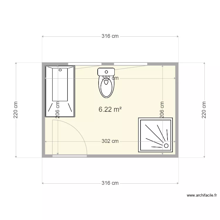 GARBE 2. Plan de 1  et 6 m²