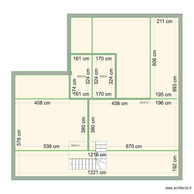 Champeau2. Plan de 4 pièces et 93 m2