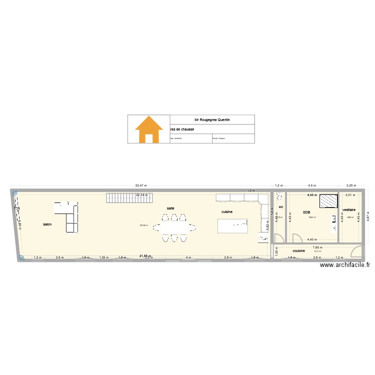 Rougegrez Quentin Herissart. Plan de 5 pièces et 171 m2