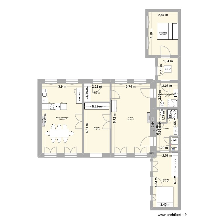 Hoche V2. Plan de 13 pièces et 110 m2