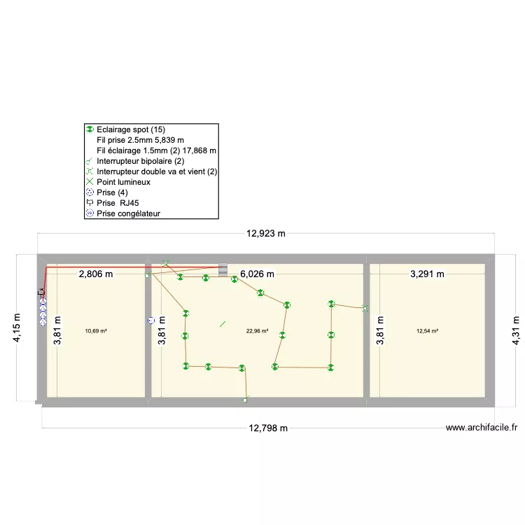 PLAN ELCTRI. Plan de 5  et 46 m²