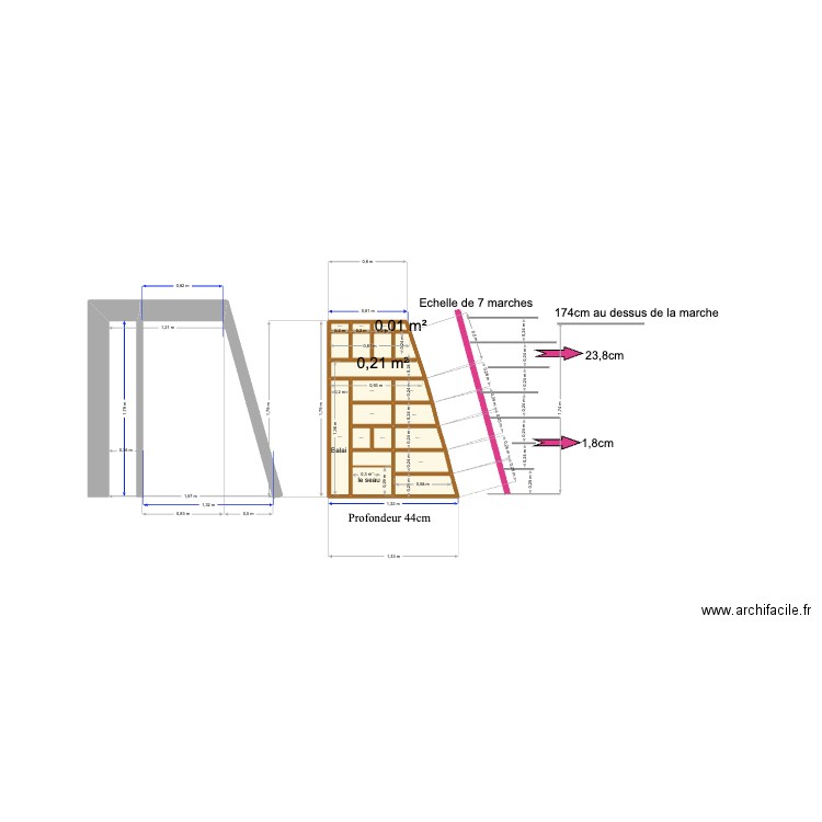 sous l'escalier de Cauterets. Plan de 19 pièces et 2 m2