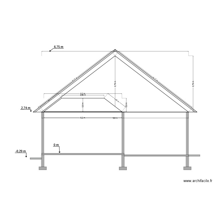 Coupe Transversale sur Séjour. Plan de 0 pièce et 0 m2