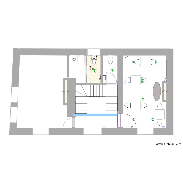 plan1 GB2. Plan de 3 pièces et 3 m2