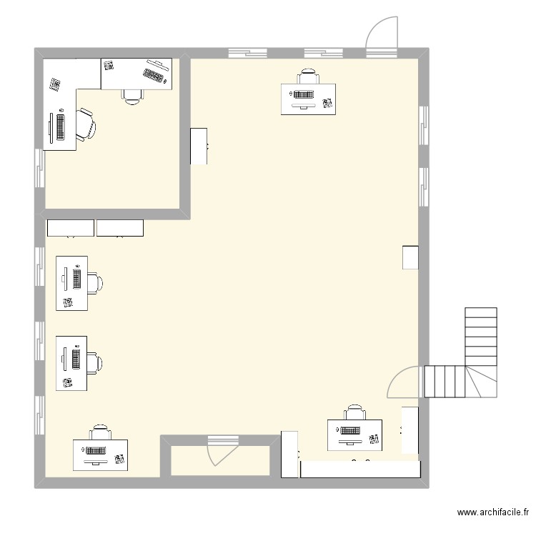 premiére etage. Plan de 3 pièces et 101 m2