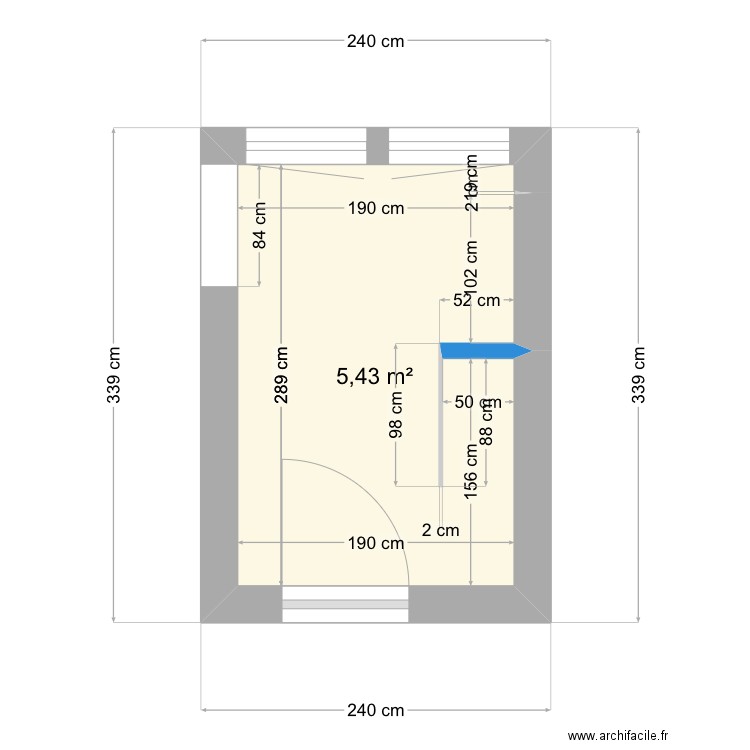 Salle de bains . Plan de 1 pièce et 5 m2