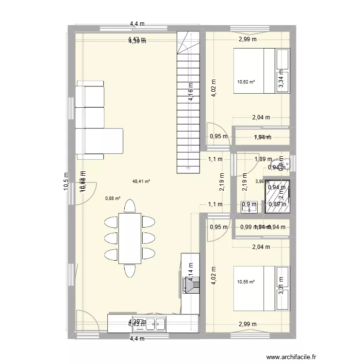 terrain 1. Plan de 19  et 230 m²