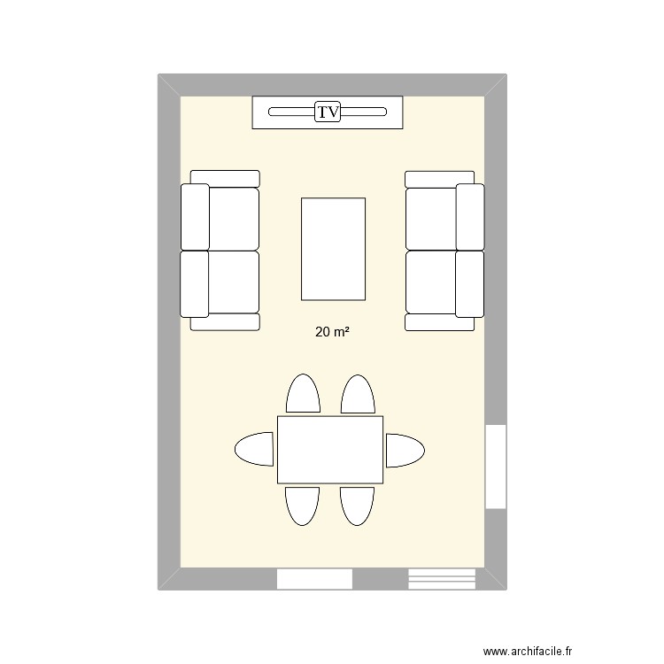 salon. Plan de 1 pièce et 20 m2