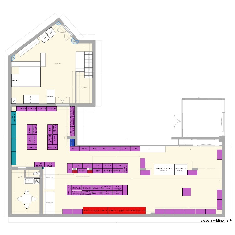 MODIF hall projet. Plan de 4 pièces et 215 m2