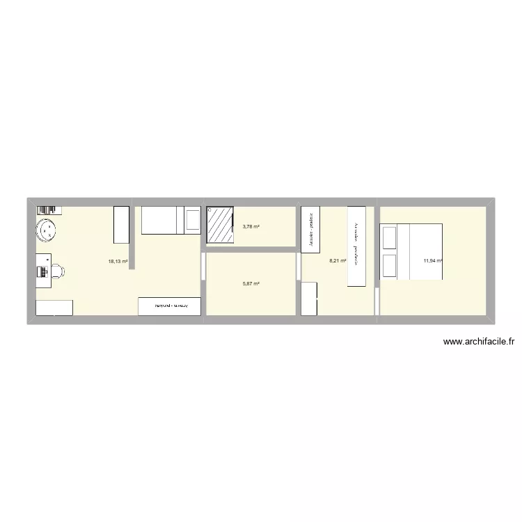 val suran &eacute;tage 1. Plan de 5  et 48 m²
