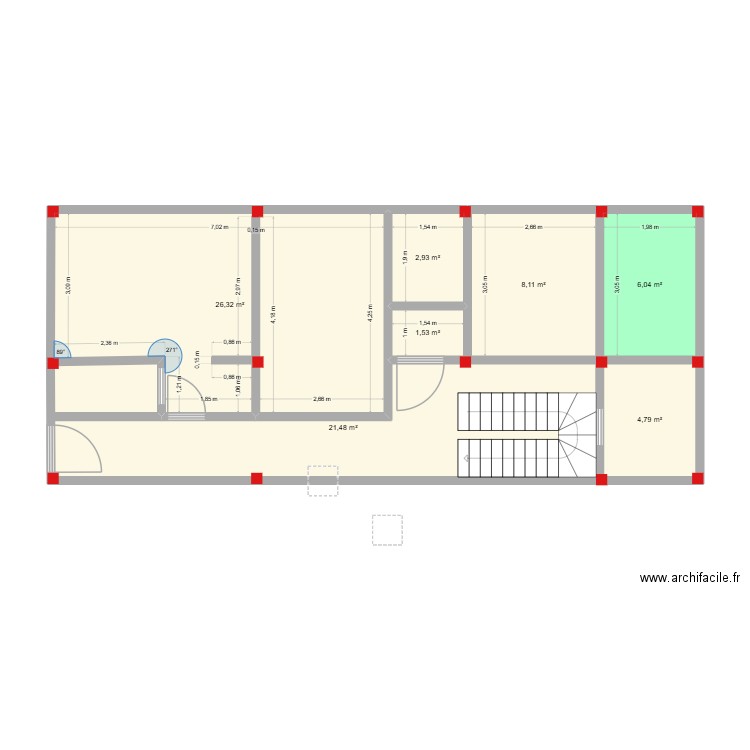 AAAA. Plan de 7 pièces et 71 m2