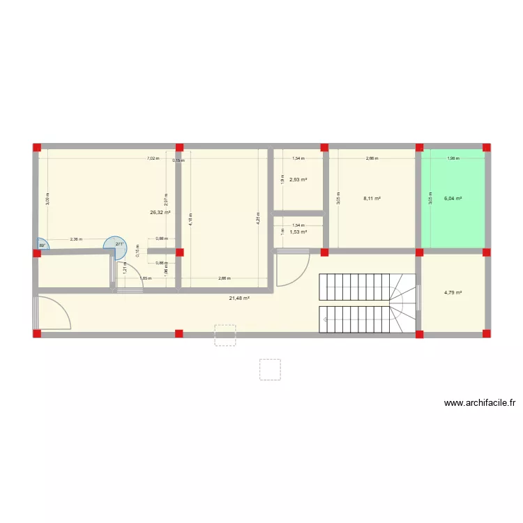 AAAA. Plan de 7 pièces et 71 m²