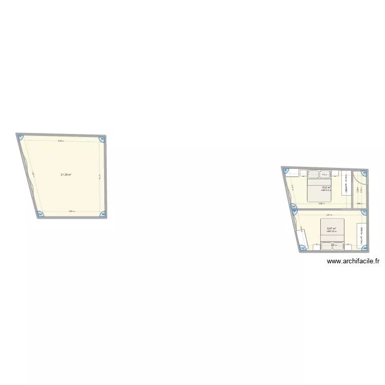 chafsdfs. Plan de 3 Pièces et 42 m²