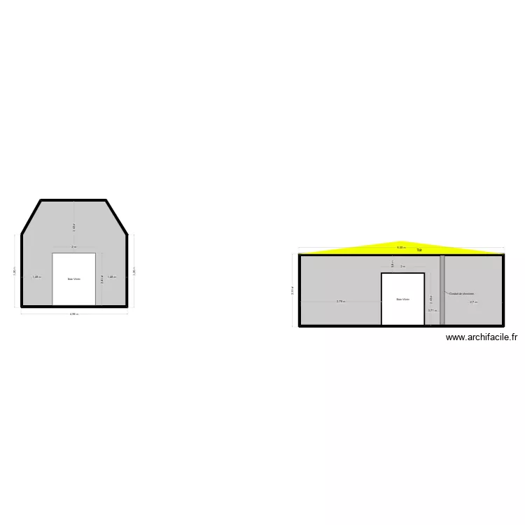 facade jardin. Plan de 2 et 53 m² facade jardin. Plan de 2 et 53 m²