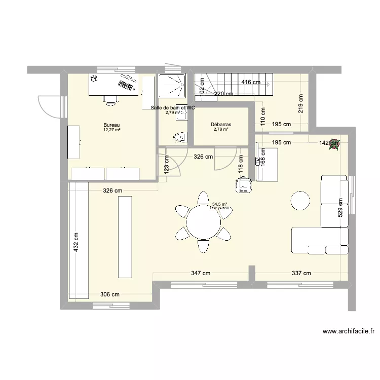 MAison 716. Plan de 4  et 72 m²