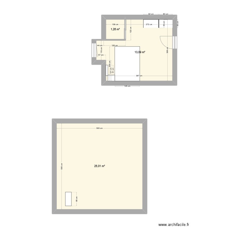 Appart Evry. Plan de 3 pièces et 39 m2