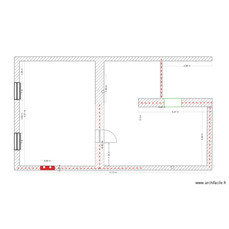 PLAN DE MASSE RDC 2 11 2025. Plan de 1 pièce et 28 m2