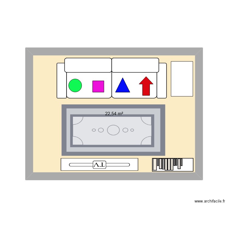 party noel. Plan de 1 pièce et 23 m2