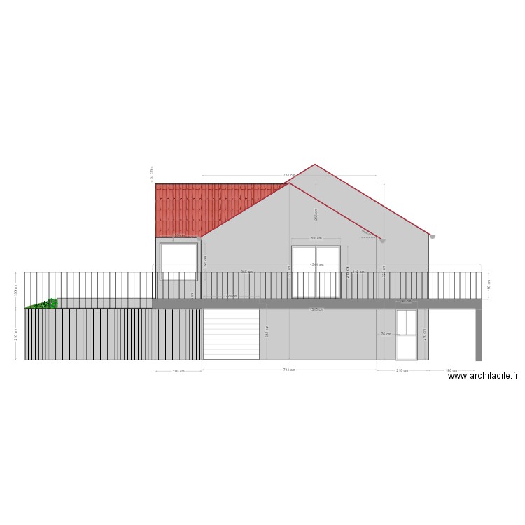 Façade sud modif LG 2704. Plan de 0 pièce et 0 m2