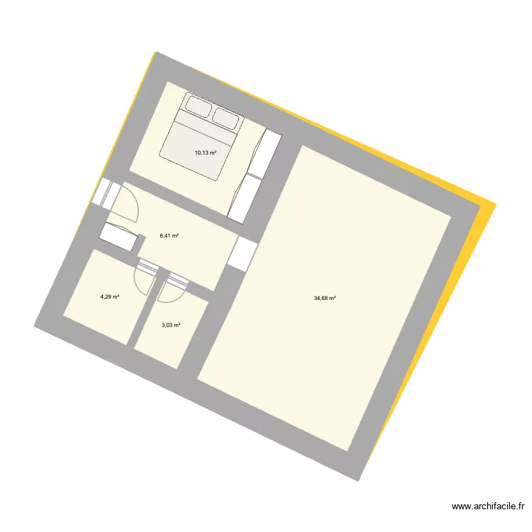 Cosquet voisins. Plan de 5 Pièces et 59 m²