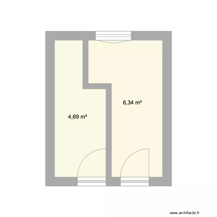 CAVE Actuelle. Plan de 2  et 11 m²