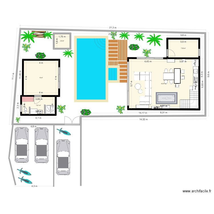 Villa 2-Lantai1GK2. Plan de 5 pièces et 79 m2