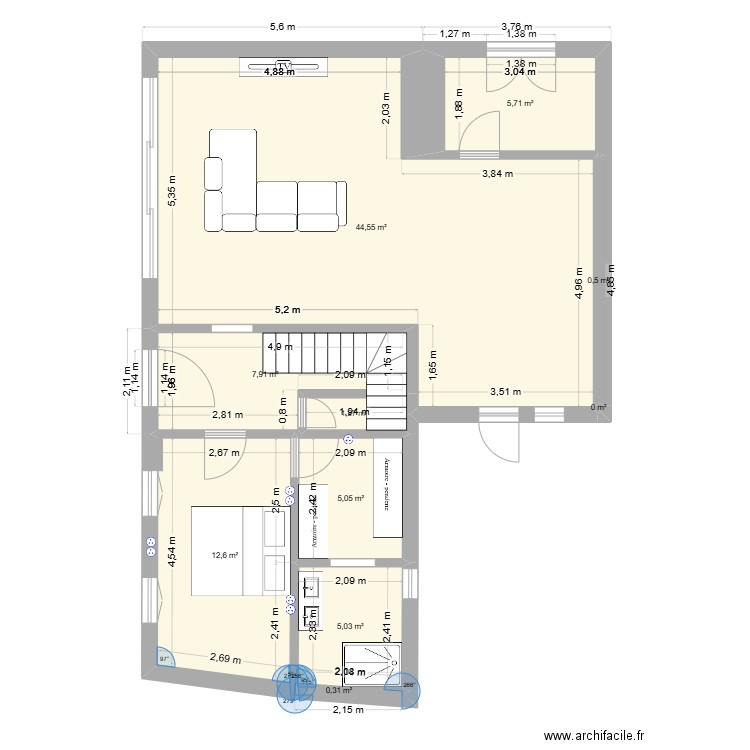 Kenny 1. Plan de 10 pièces et 83 m2