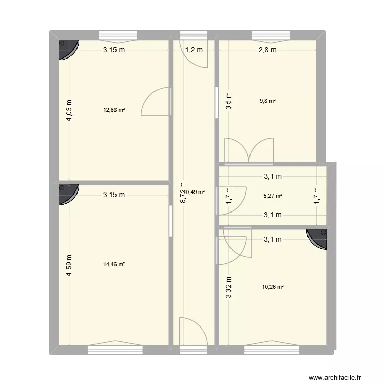 Plan2. Plan de 6  et 63 m²