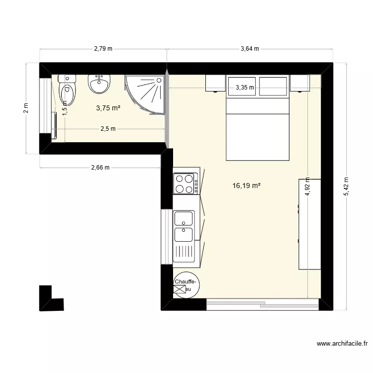 STUDIO EXISTANT MONTALIVET. Plan de 