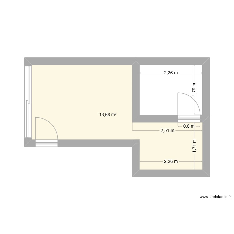 SUITE. Plan de 1 pièce et 14 m2