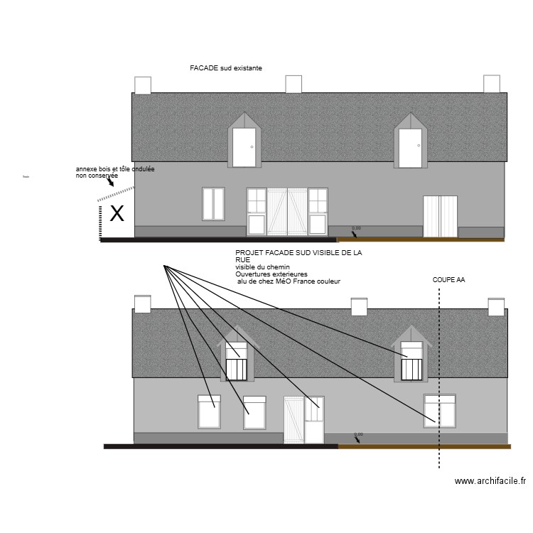 Projet facade SUD. Plan de 0 pièce et 0 m2
