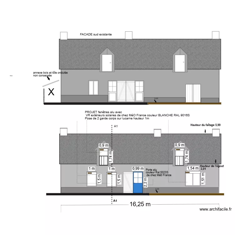 Projet facade SUD. Plan de Projet facade SUD. Plan de