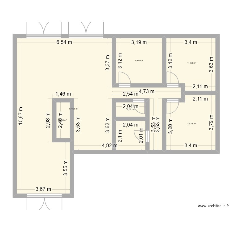 sahurs base 01. Plan de 6 pièces et 106 m2
